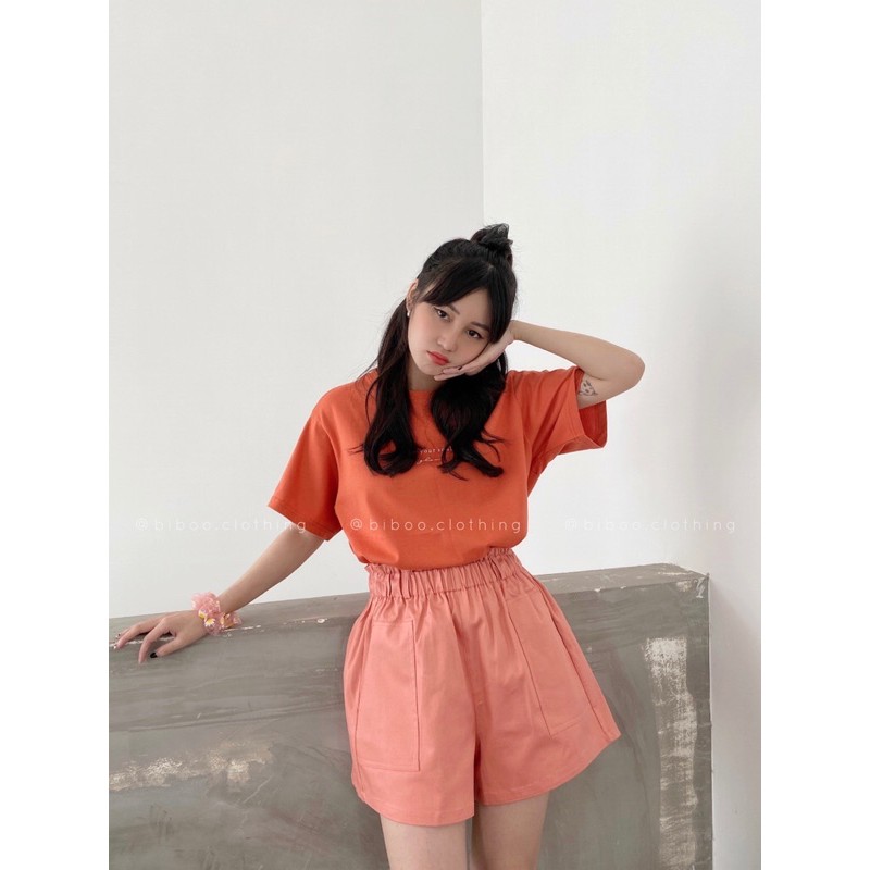 BIBOO - Quần short kaki ống rộng lưng thun