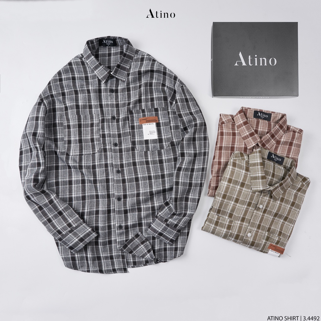 Áo Sơ Mi Dài Tay Nam Oversize Kẻ Caro ATINO Vải Cotton mềm mịn thoáng mát Form Oversize SM3.4492