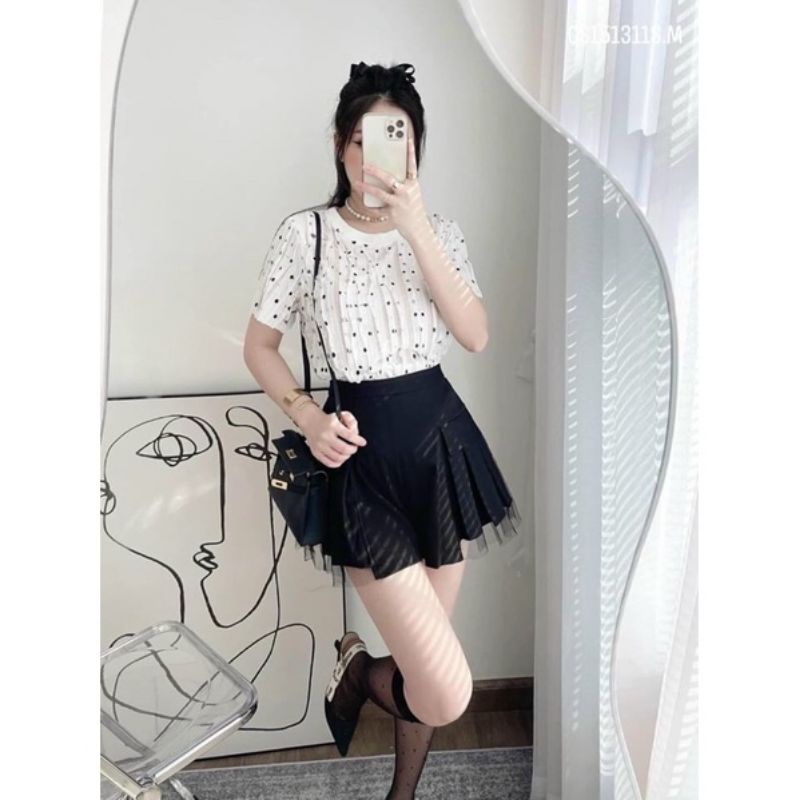 0CHÂN VÁY XẾP LY PHỐI LƯỚI CÔNG CHÚA XINH