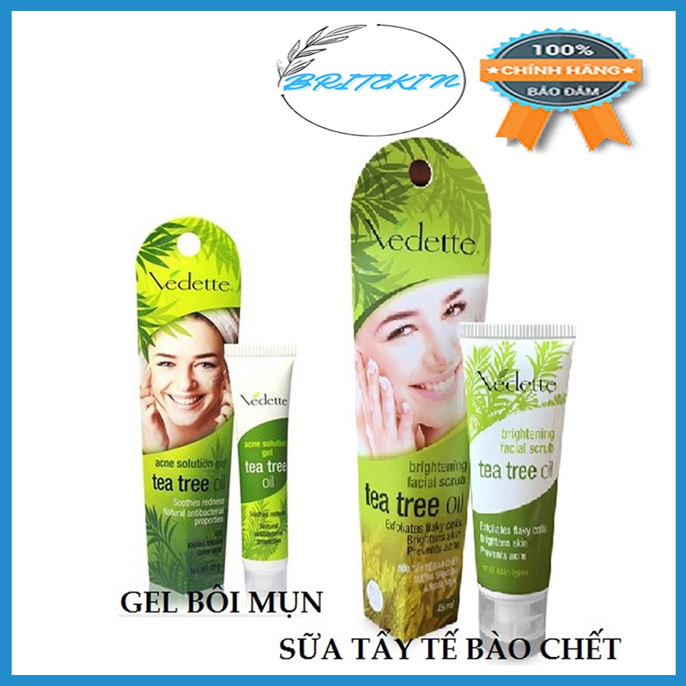 Sữa Tẩy Tế Bào Chết (45ml) & Gel Bôi Mụn (18gr) Vedette Ngừa Mụn & Dưỡng Sáng Da