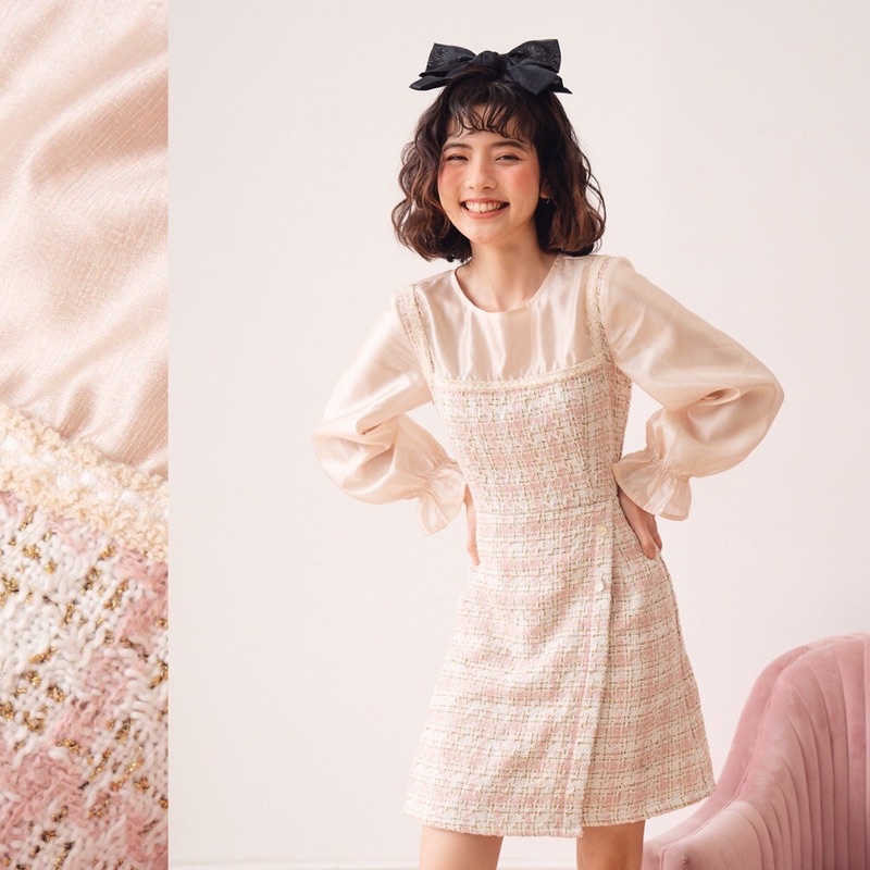 Thanh lý váy dạ tweed phối organza bleubird size XS