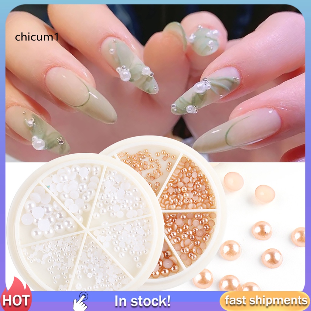 [Hàng mới về] Hạt ngọc trai giả nửa tròn trang trí móng 3d nhiều màu sắc DIY