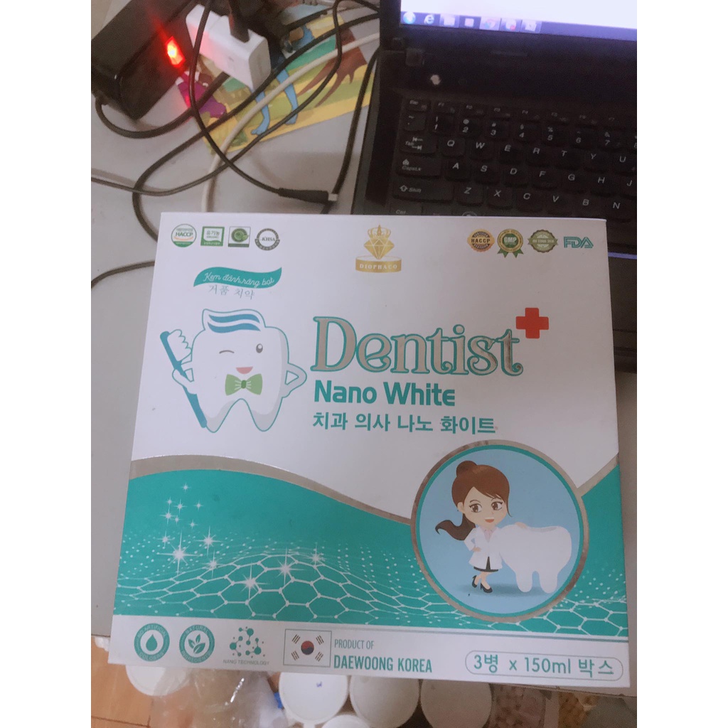 Kem đánh răng tạo bọt Dentist nano hộp 3 lọ trắng răng sạch mảng bám ngăn ngừa sâu răng viêm lợi