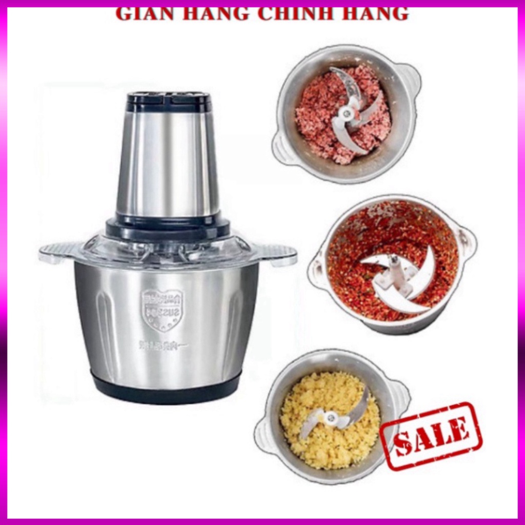 Máy Xay Thịt Inox Đa Năng 4 Lưỡi Công suất 250W Xay Thịt - Cối Xay Thịt Gia Đình