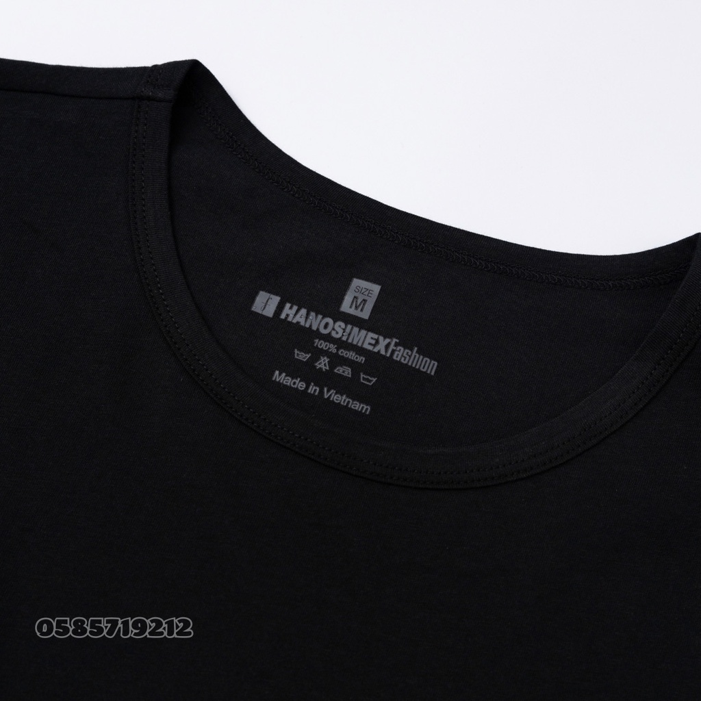 Áo thun cộc tay t-shirt đông xuân màu đen, xám cotton cao cấp HANOSIMEX- Hàng chính hãng Việt Nam chất lương cao