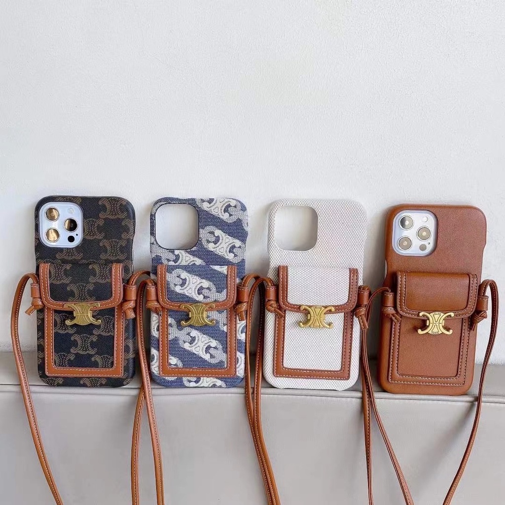 Dây chéo iPhone15pro Max  Vỏ da Apple 12mini iPhone 14 13 12 7Plus 8Plus iPhone11 11ProMax card iPhoneX Xs Max XR Vỏ điện thoại