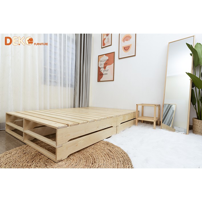 Giường pallet gỗ cao cấp 2 tầng 30cm DEKO