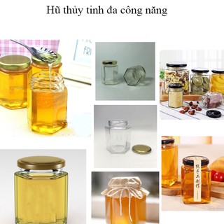 Hũ thủy tinh lục giác có nắp đậy đa công năng loại 500ml