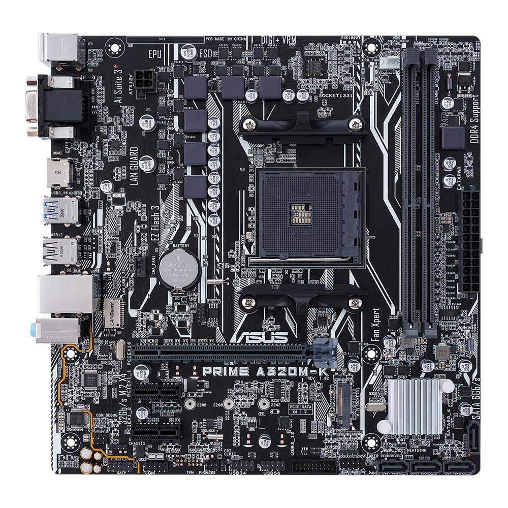 Bo mạch chủ Main Asus PRIME A320M-K AM4 Socket - Hàng Chính Hãng - Bảo hành 36 tháng