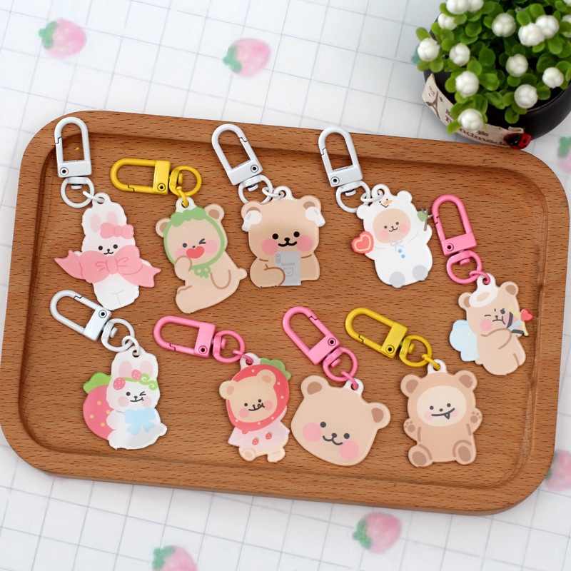 Móc Khóa Hình Gấu Hoạt Hình Dễ Thương Gắn Túi Xách / Tai Nghe Airpods