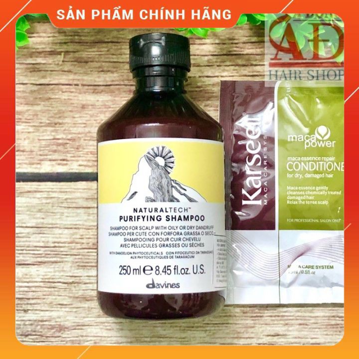 [+Tặng mũ trùm][VAT] Dầu gội Davines Naturaltech shampoo chống rụng, ngăn gàu, kiềm dầu Italy 250ml/1000ml