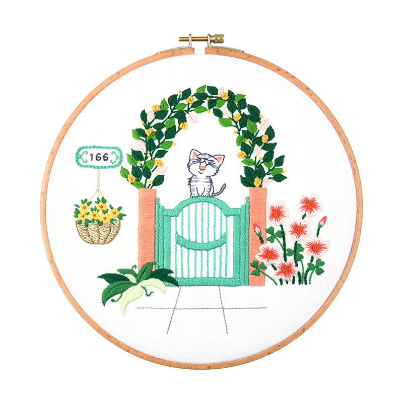 Kit thêu tay - Bộ nguyên liệu thêu tranh hình vườn hoa phong cách châu Âu