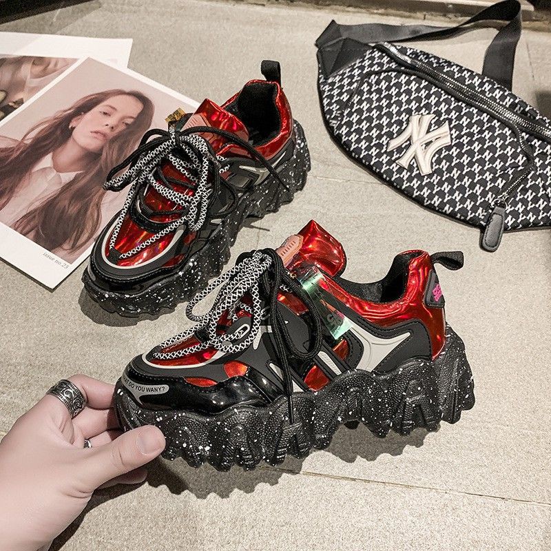 Giày sneaker nữ thể thao đế khủng lưới đỏ siêu lửa hoang dã tăng giày thể thao 2020