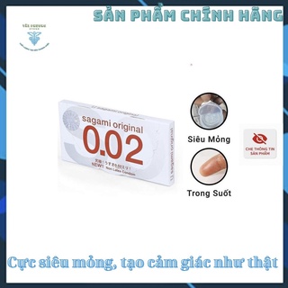 Bao cao su Sagami Original 0.02 - Siêu mỏng cao cấp chỉ 0.02 mm - co giãn tạo cảm giác chân thật - Hộp 02 cái