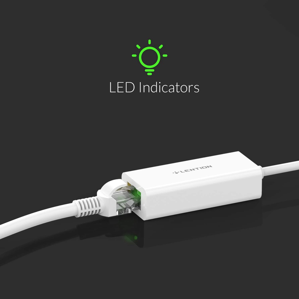 LENTION HU404GE USB 3.0 Gigabit Ethernet Adapter Network Port Adapter USB to Network Port with LED Indicator for PC/Laptop White