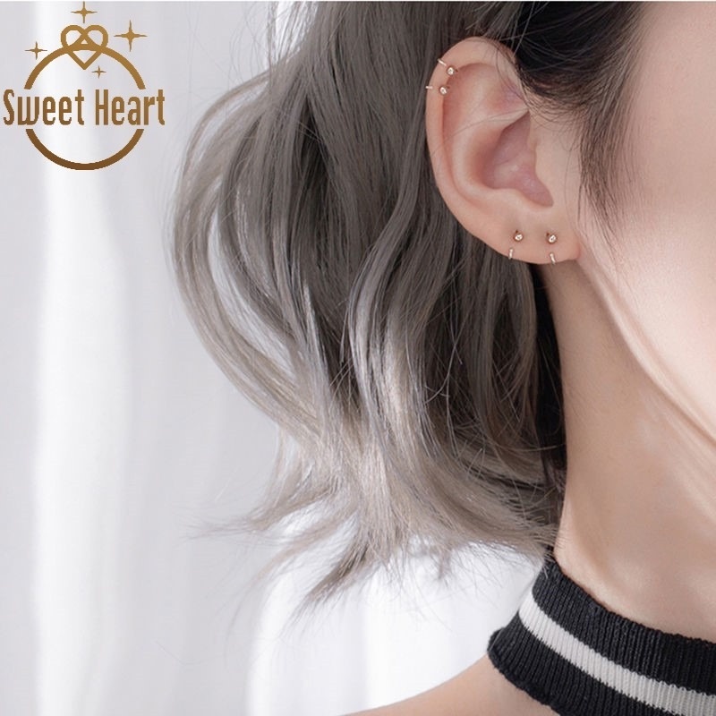 Bông Tai Mạ Bạc 925 Hình Tròn Nhỏ Xinh Ngọt Ngào Thời Trang Cho Nữ