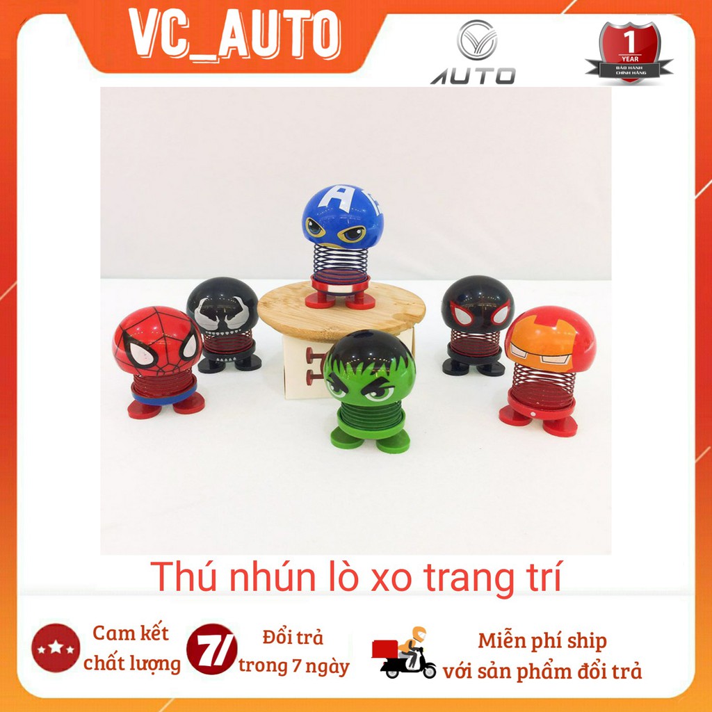 Thú nhún lò xo Avenger cute gắn taplo trang trí xe hơi