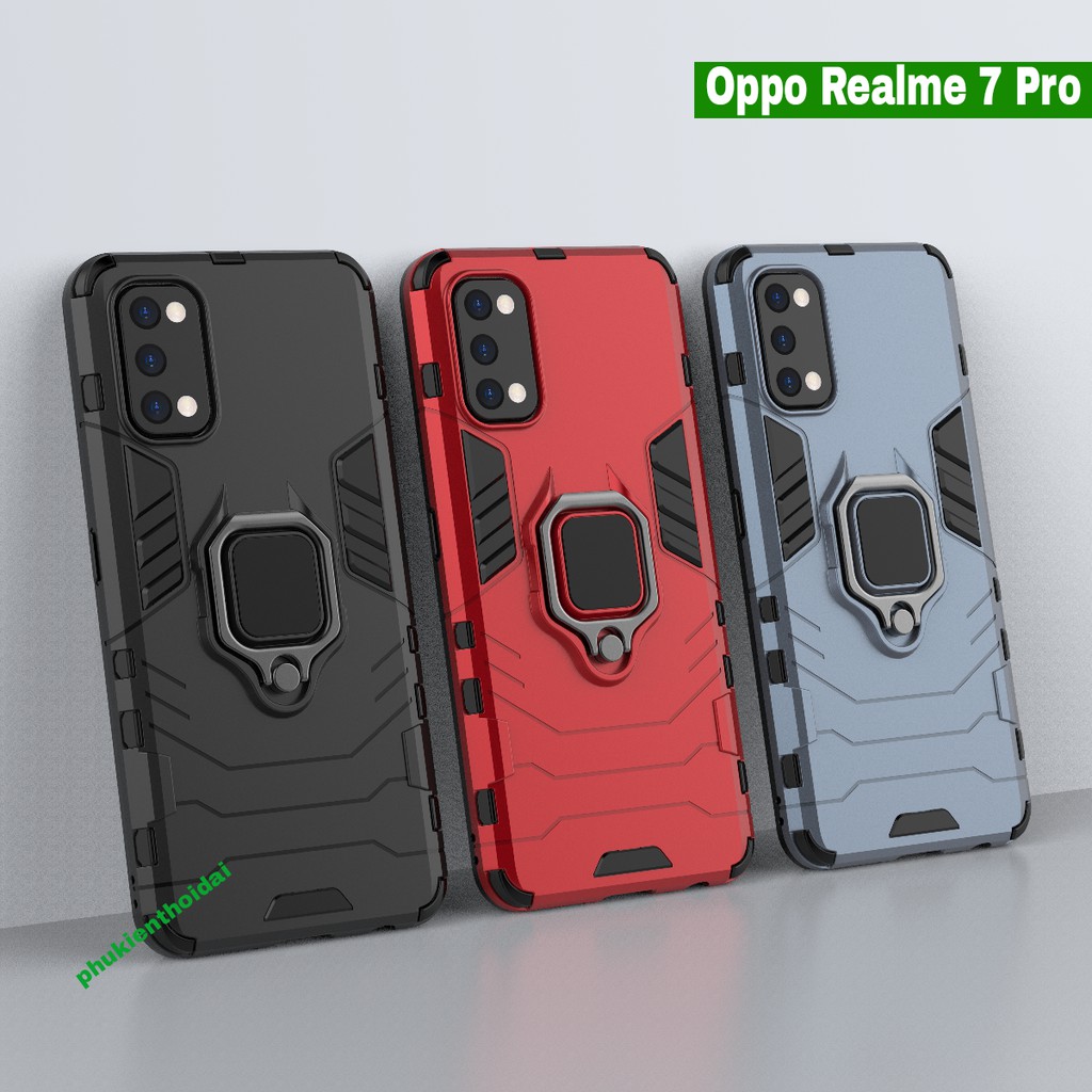 Ốp lưng Oppo Realme 7 Pro Iron Man Iring chống sốc cao cấp giá đỡ xem phim
