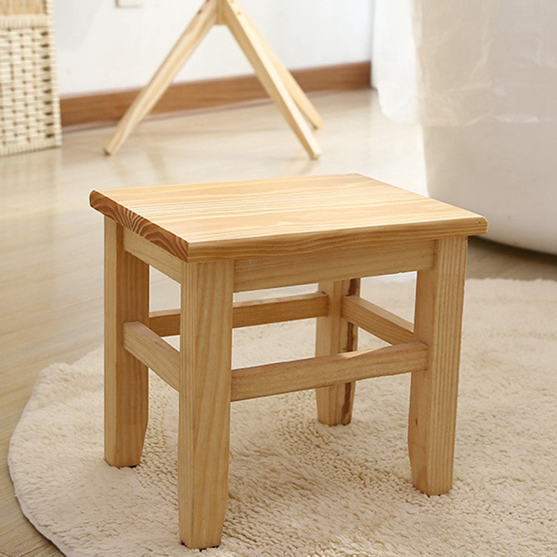 ⌒Multi-Function Solid Wood Shoe Children'S Adult Living Room Home Small Sof On-Slip Bath Bench Stool