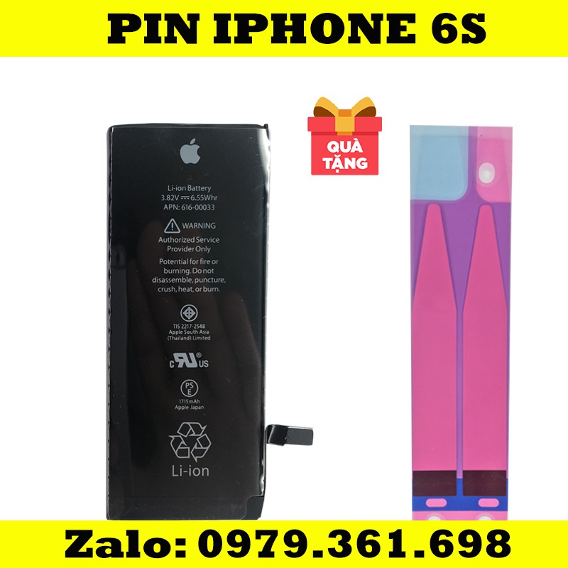 Pin IPhone 6s (1715 mAh) - Hàng new ( bảo hành 3 tháng ) - Tặng keo dán pin