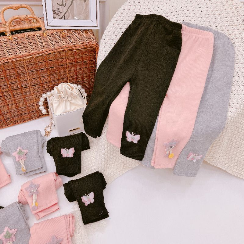 Combo 3 quần legging bé gái cotton len size 8-32kg