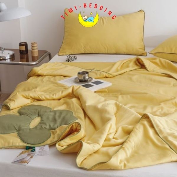 Chăn hè tencel thêu hoa nhập khẩu cao cấp, mát mẻ kích thước 2x2,3m - mền hè tencel – Timibedding