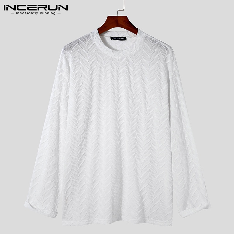 Áo chui đầu INCERUN thời trang cơ bản cho nam dài tay màu trơn