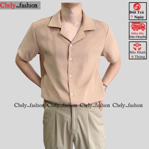 Áo sơ mi tay ngắn nam nữ form rộng, sơ mi cộc tay unisex Hàn Quốc, chất vải lụa dãn Chely_fashion