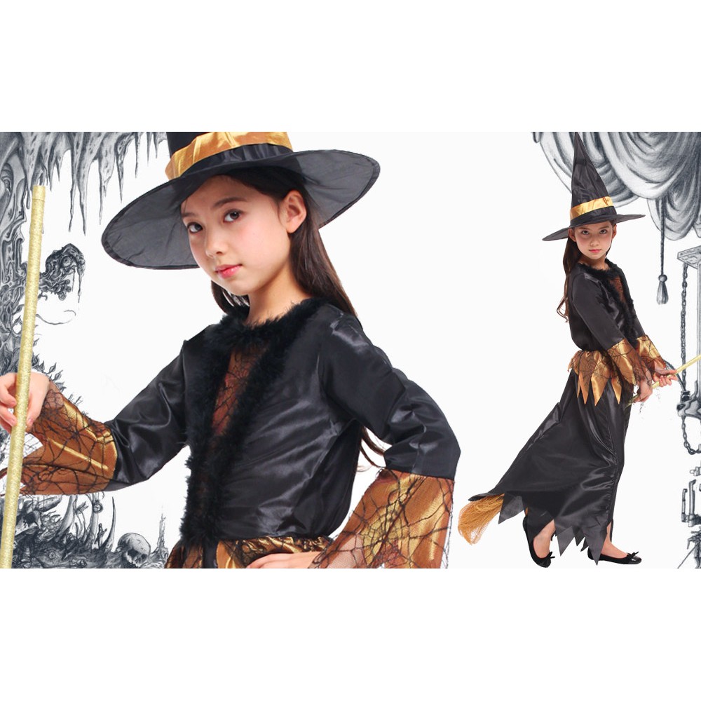 Bộ váy mũ phù thủy hóa trang Halloween cho bé G-0197