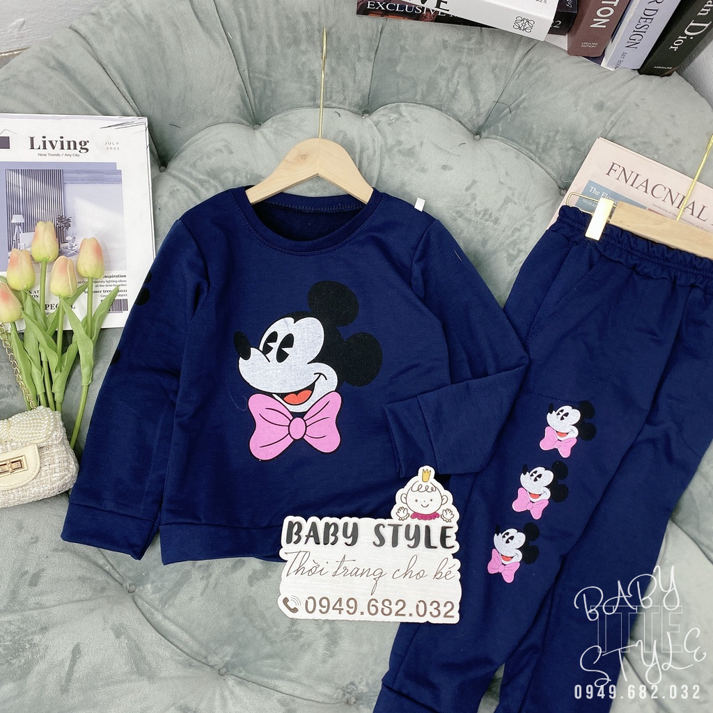 Bộ quần áo thu đông &quot;C.MICKEY&quot; 14-45kg cho bé gái từ 4-14 tuổi. Chất nỉ dày dặn, ấm áp. G30