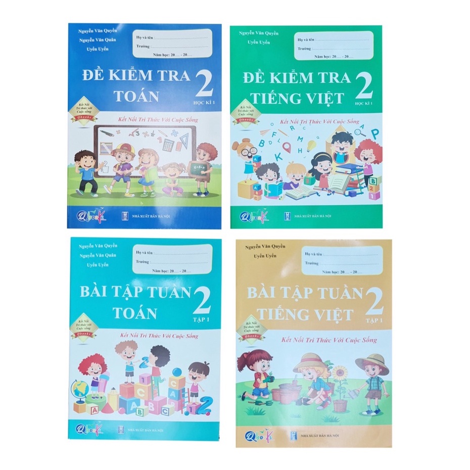 Sách - Combo Bài Tập Tuần và Đề Kiểm Tra lớp 2 - Kết Nối Toán và Tiếng Việt Học kì 1 (4 cuốn)