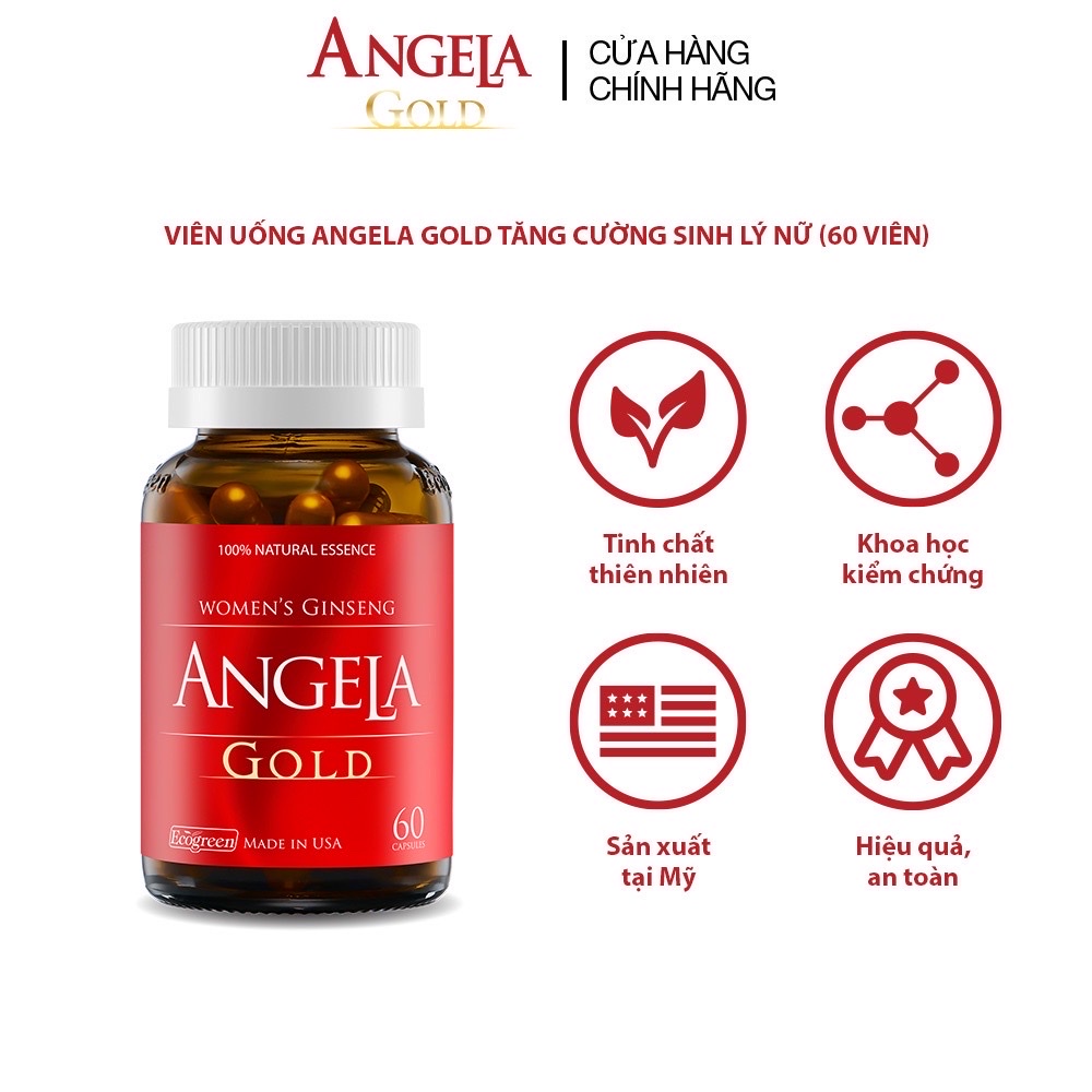 Angela Gold  hàng nhập khẩu Mỹ, hộp 60 viên.Tăng cường sinh lý nữ,hỗ trợ làm đẹp da,có kèm tem tích lũy