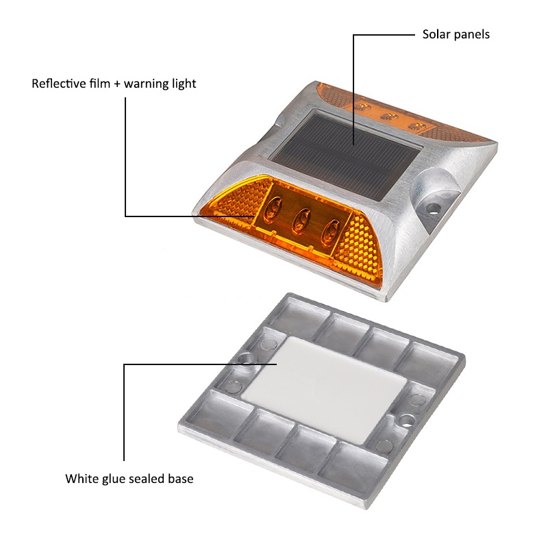Đèn năng lượng mặt trời vuông hai mặt 6LED đèn cảnh báo sân đường dẫn đèn okase