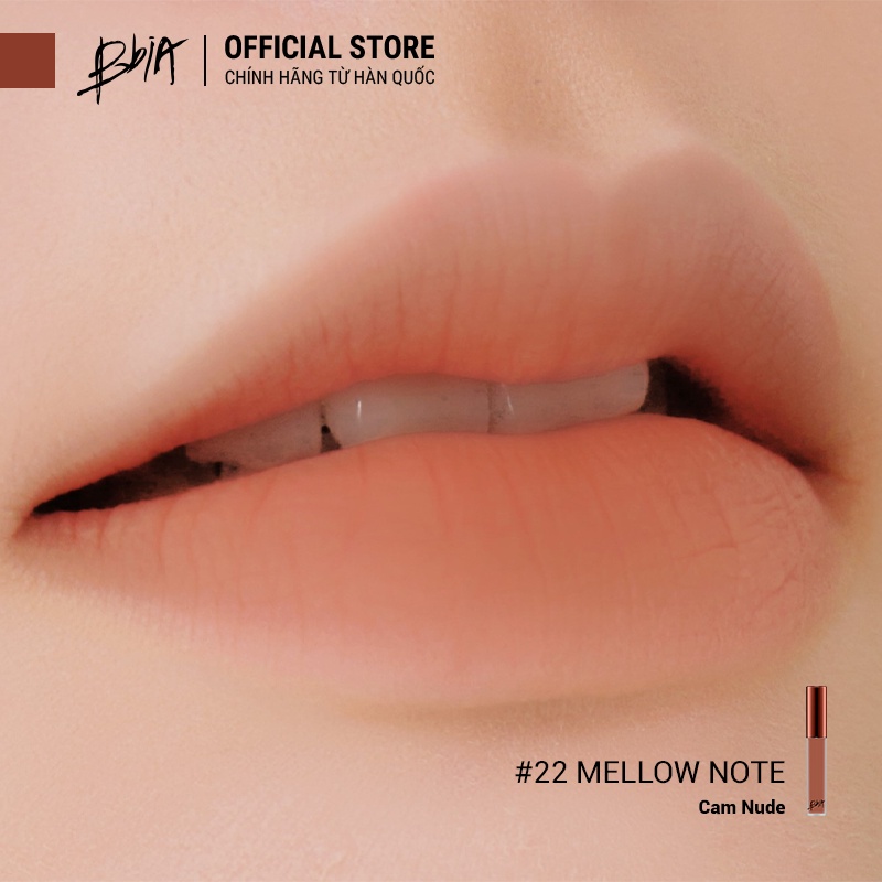 Son kem lì Bbia Last Velvet Lip Tint Version 5 - 22 Mellow Note (màu cam đất nude) 5g - Bbia Official Store