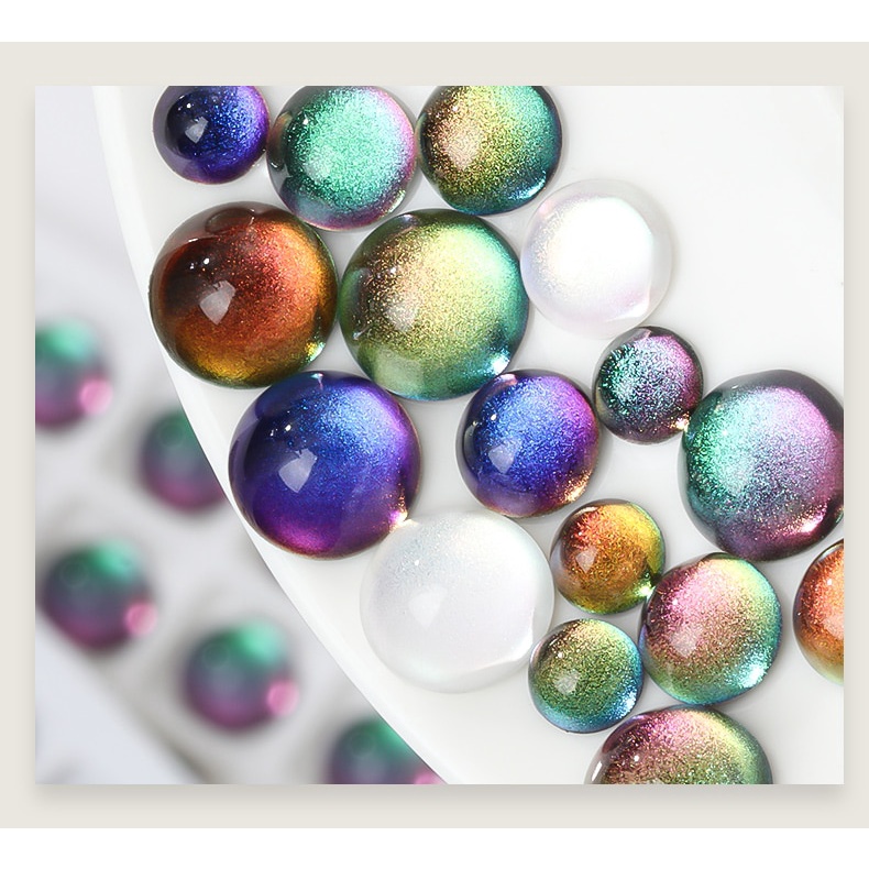 Yichuan Phụ Kiện Hạt Kim Cương Giả Tròn Lấp Lánh Sang Trọng Trang Trí Móng Tay Makng Kuru