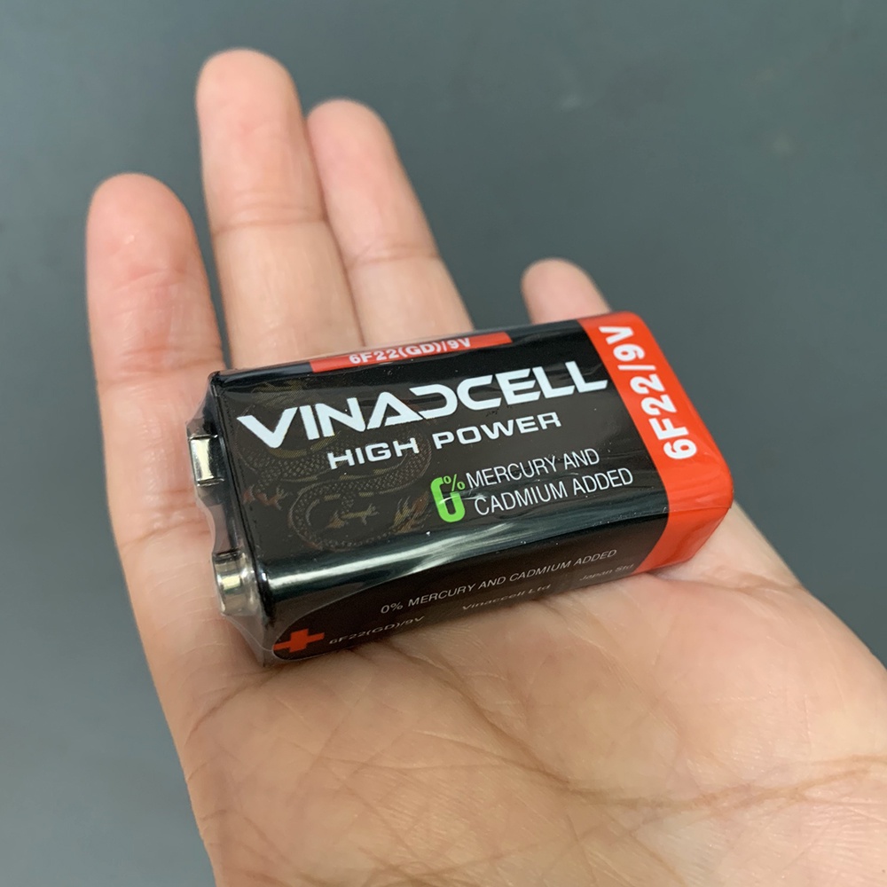 Hộp 10 viên Pin 9V Vinaxell Cacbon Chính Hãng - Pin than vuông cho micro không dây
