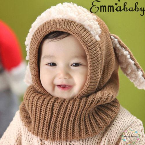 Mũ len beanie có tai thỏ cho bé trai và bé gái