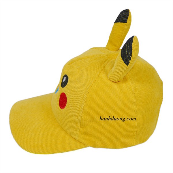 Nón trẻ em (3-6 tuổi) , mũ cho bé hình PIKACHU vải NHUNG mềm êm cute (Ảnh thật)