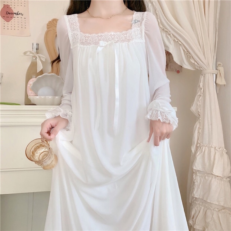 ĐẦM NGỦ TIỂU THƯ ULZZANG PHỐI REN 2371