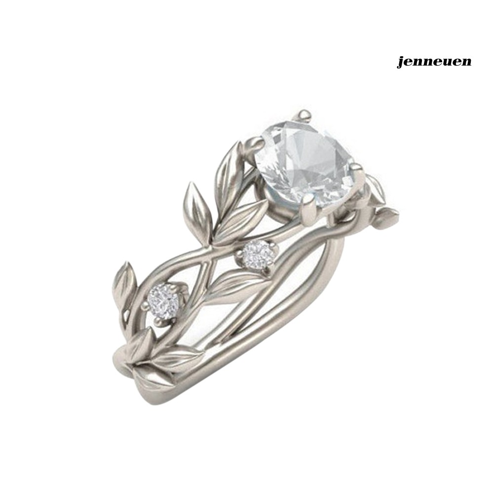 Nhẫn Hợp Kim Hình Lá Đính Đá Lấp Lánh Cho Nữ