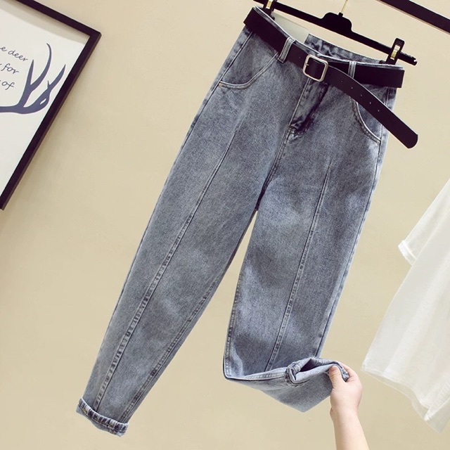 (Order-ảnh thật) Có bigsize Quần baggy jeans dáng boy gân giữa siêu xinh 2019