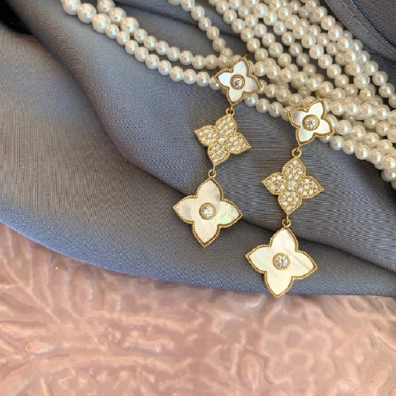 Bông Tai Hình Cỏ Bốn Lá Đính Đá Zircon Bằng Bạc 925 Thời Trang Phong Cách Hàn Quốc 2022 Dành Cho Nữ