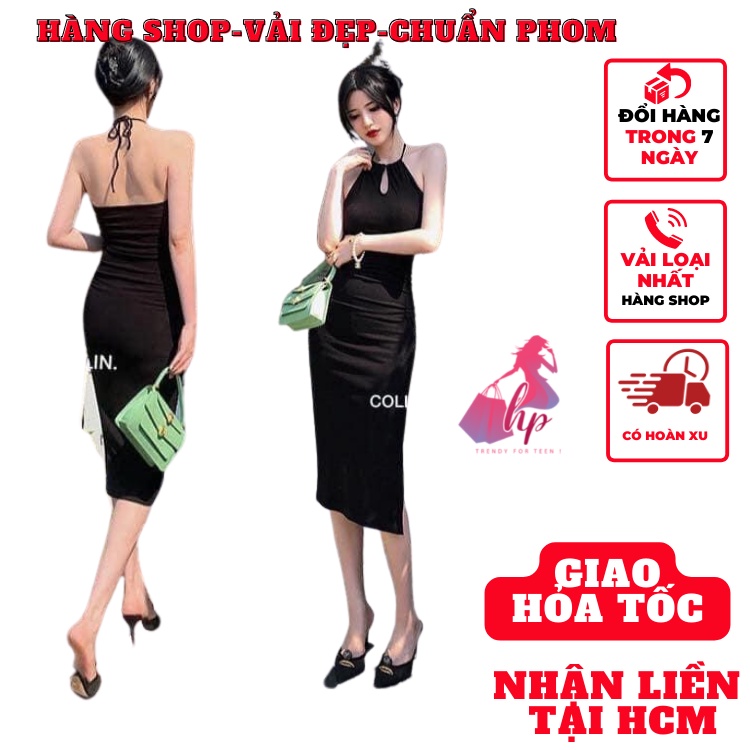 Váy đầm nữ dạng yếm giọt nước hở lưng cột dây ôm body cực sang chảnh mẫu mới 2022 - mã VD138