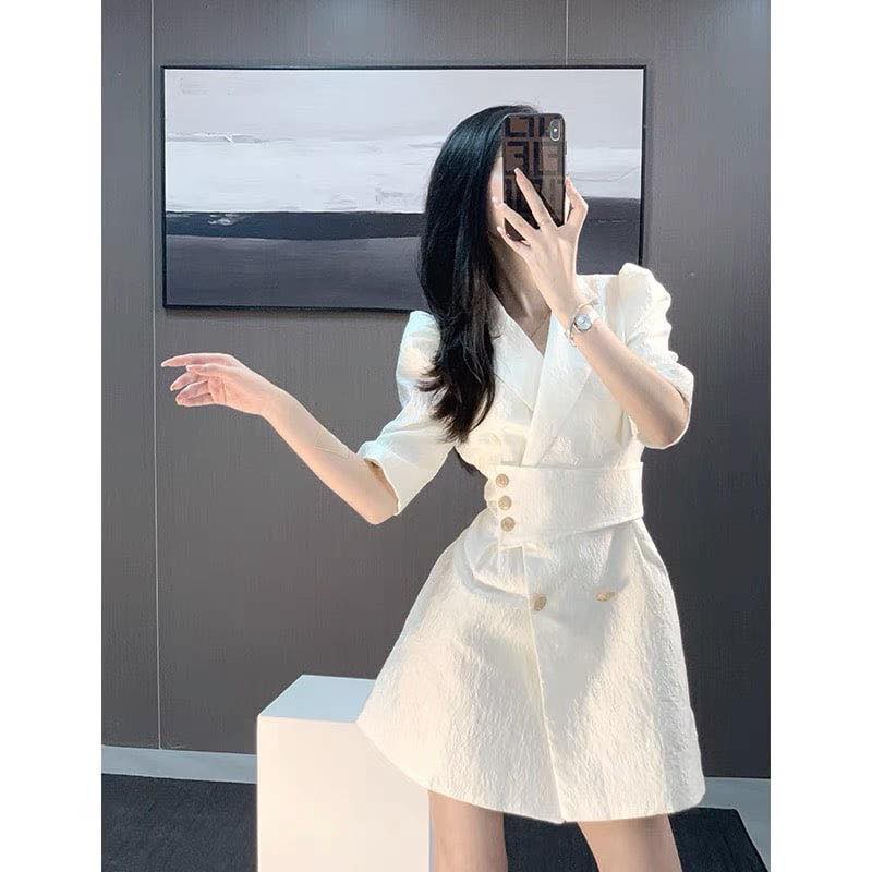 Đầm vest gấm công sở