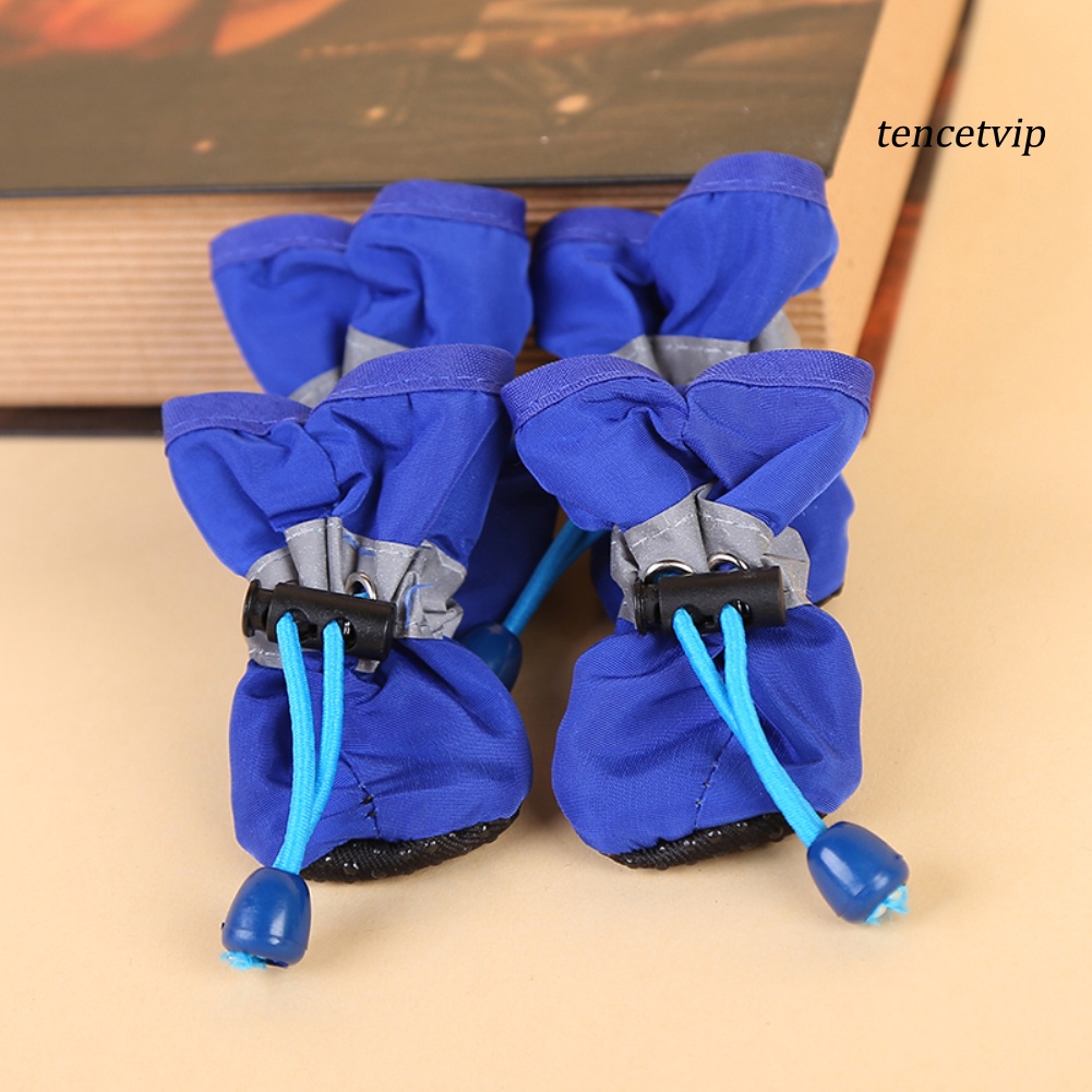 Set 4 Giày Bốt Bảo Vệ Chống Trượt Giữ Ấm Mùa Đông Cho Thú Cưng