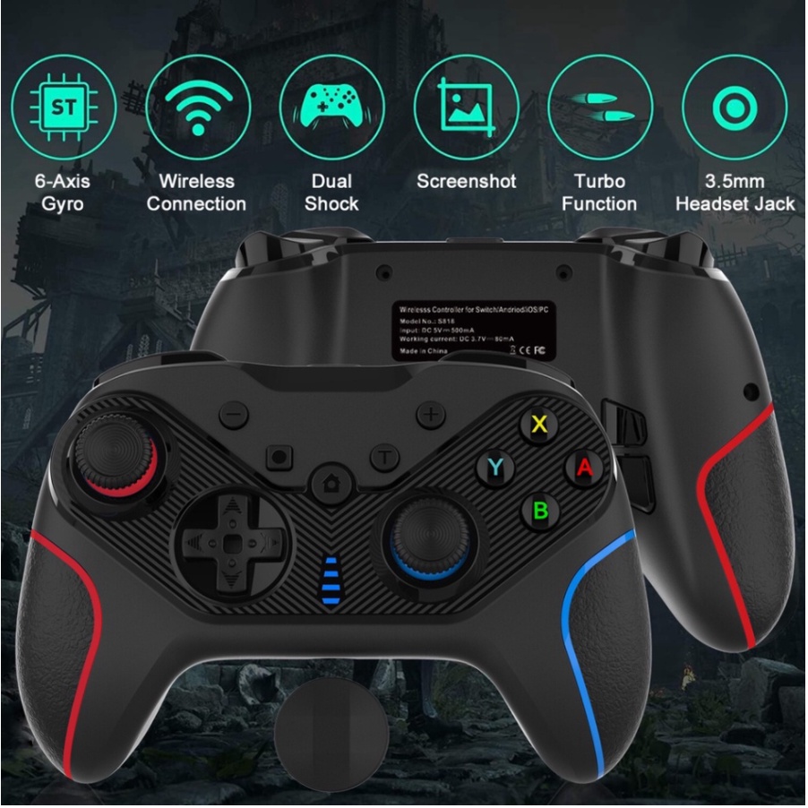 Ship Hỏa Tốc Hà Nội Tay Cầm S818 Không Dây Bluetooth Cho máy Nintendo Switch / PC / Laptop / Android / TV Box / PS4