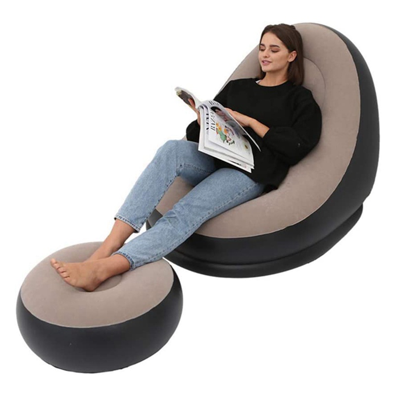 Bộ 2 Ghế Lười Bơm Hơi + Bàn Đạp Dày Dặn Tiện Dụng Cho Gia Đình / Phòng Khách / Bãi Biển