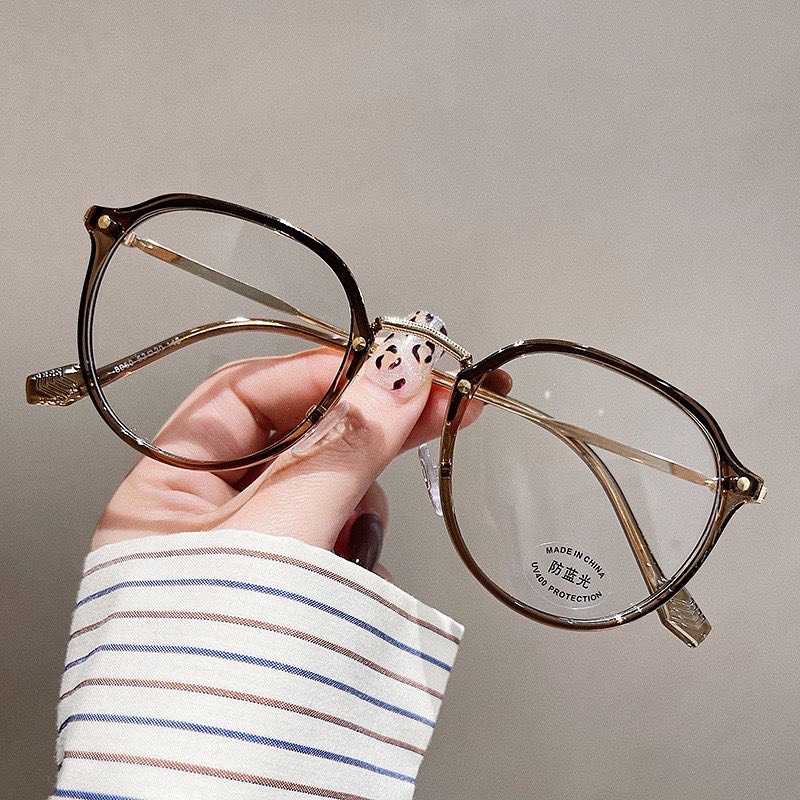 Gọng kính lục giác tròn bầu chống ánh sáng xanh - Kính mắt thời trang nhiều màu sắc KIHUEYEWEAR 8950