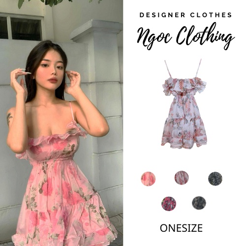 Đầm tơ 2s dáng xoè 2 tầng, viền bèo ngực, babydoll bánh bèo tiểu thư