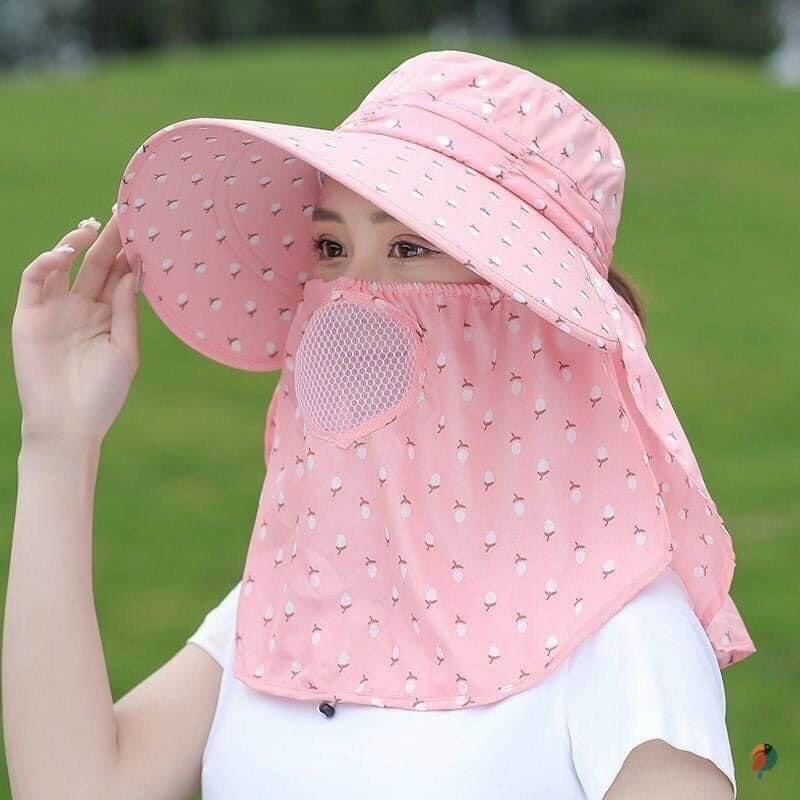 Mũ Vành Chống Nắng Kèm Khẩu Trang Thông Hơi 3in1